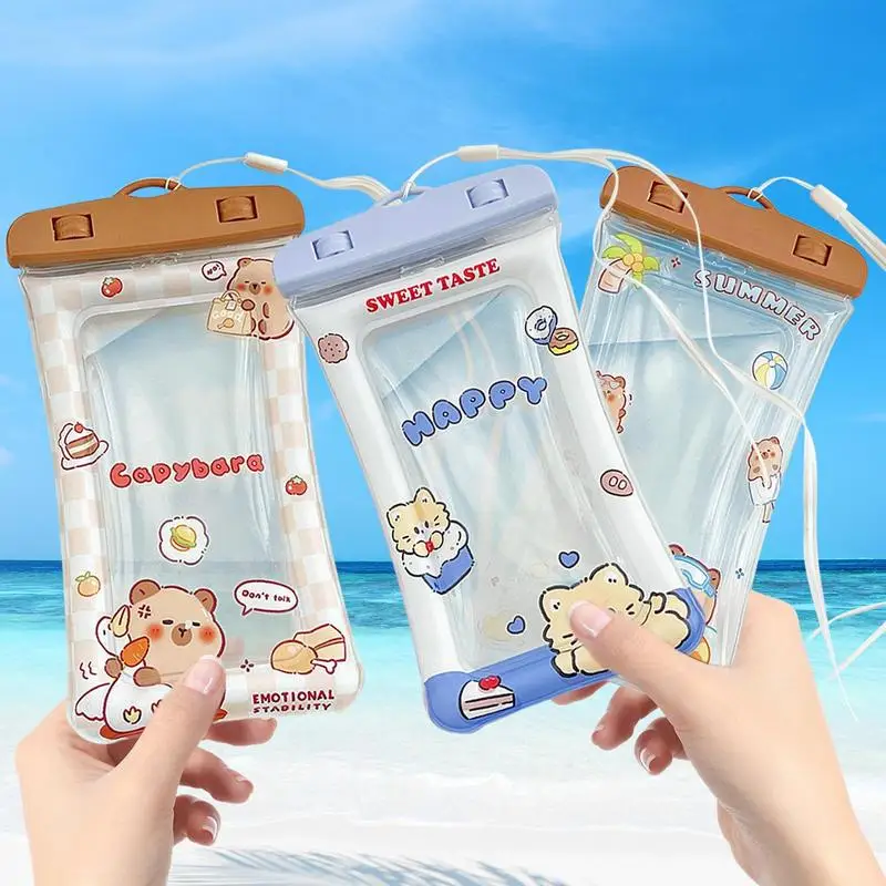 Capybara Floating Waterproof Phone Case Swimming Water Proof Bag Universal Underwater Phone Protector Pouch With Lanyard