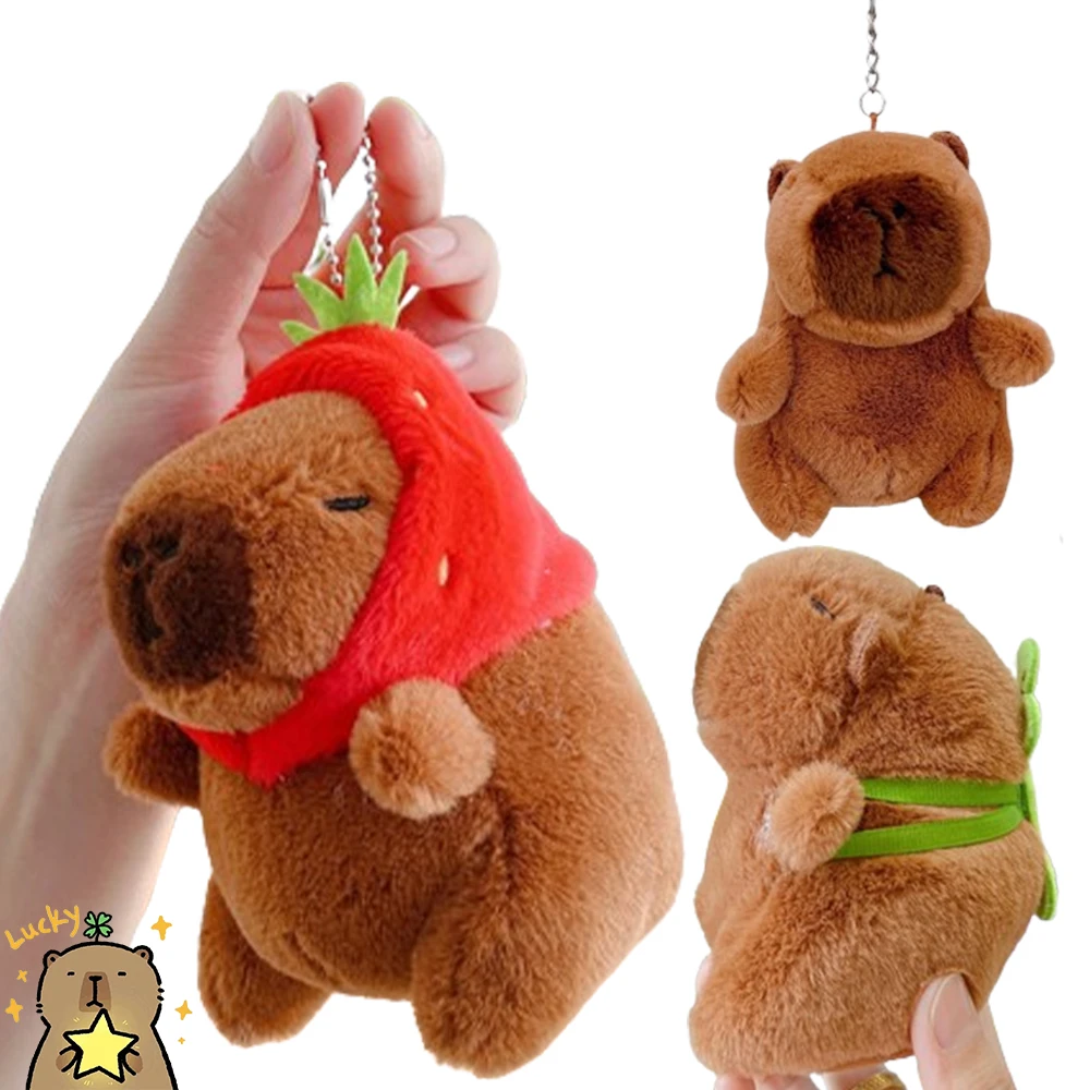 1-20PCS Cartoon Capybara Pendant Plush Toy Doll Bag Hanging Ornament Cute Kapila Keychain Doll Desktop Doll Ornament Car Pendant