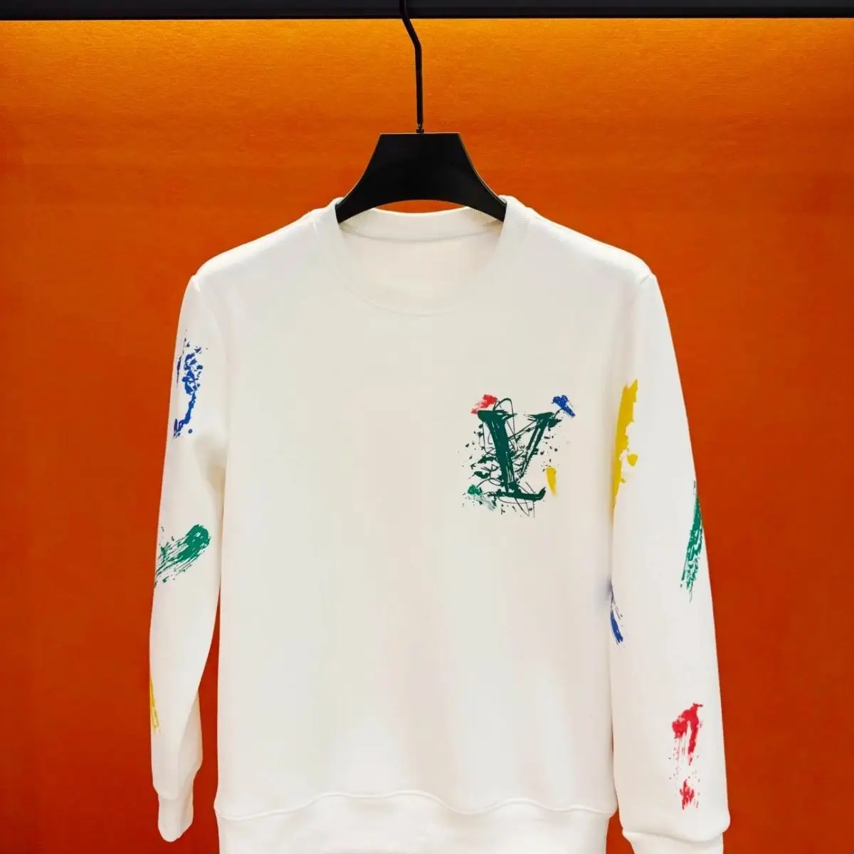 2025 spring, autumn and winter fashion casual tie-dye graffiti light luxury color couple men's crew neck sweater