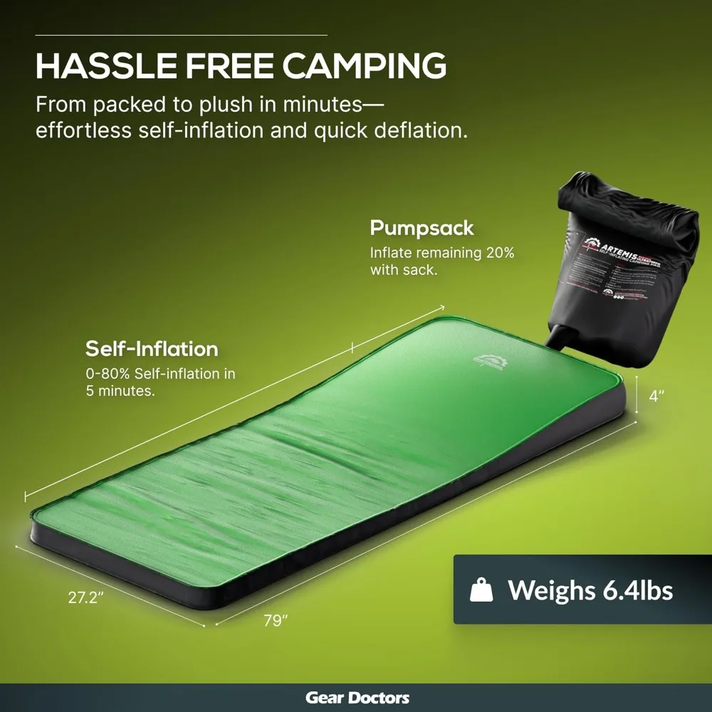 

Artemis 3D Self-Inflating Sleeping Pad – 8.3 R-Value Camping Mattress – Insulated Sleeping Mat for Cold Weather,