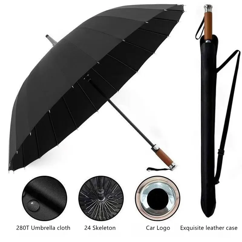 

Высококачественный роскошный автомобильный зонт с длинной ручкой и прямой ручкой на 24 человека для Volvo Rolls-Royce Telsa, роскошный автомобильный рекламный зонт