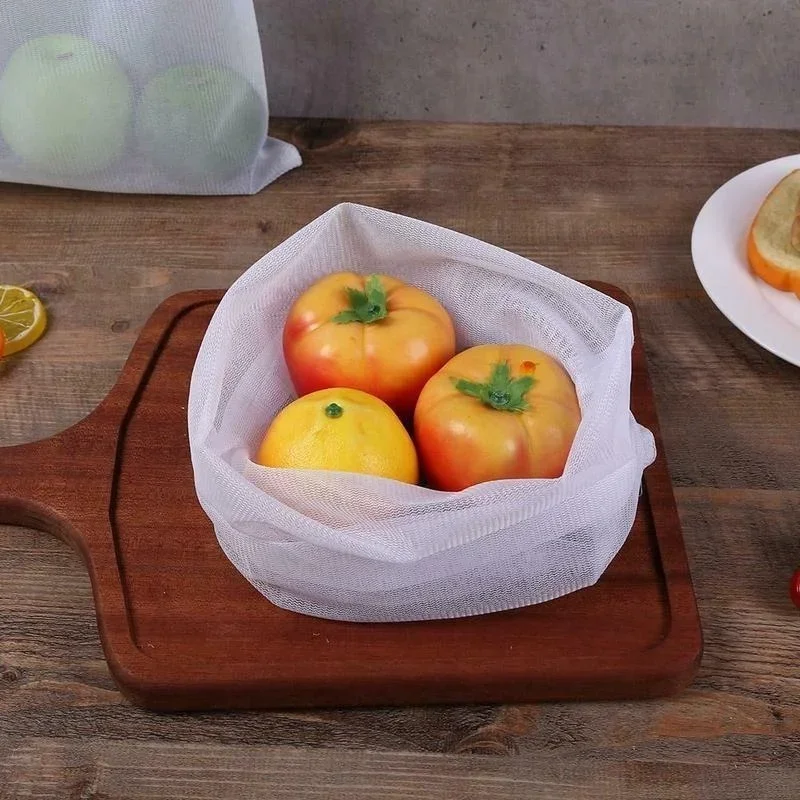 Bolsas de almacenamiento reutilizables de 5 piezas, bolsas de malla lavables para frutas y verduras, organizador de alimentos de cocina, juguetes