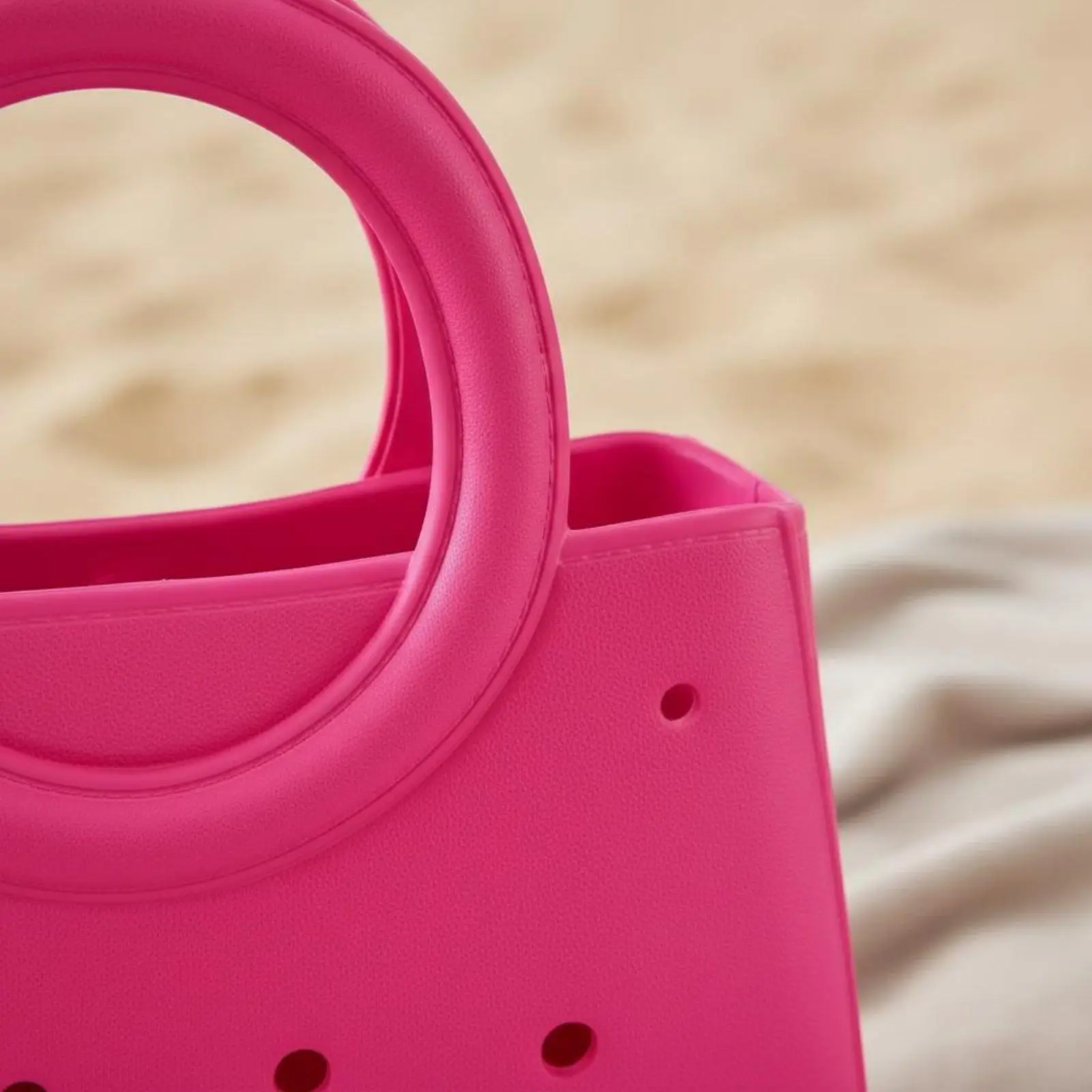 DIY Charm EVA Hole Tote Bag for Women Reusable Waterproof Beach Bag with Spacious Storage