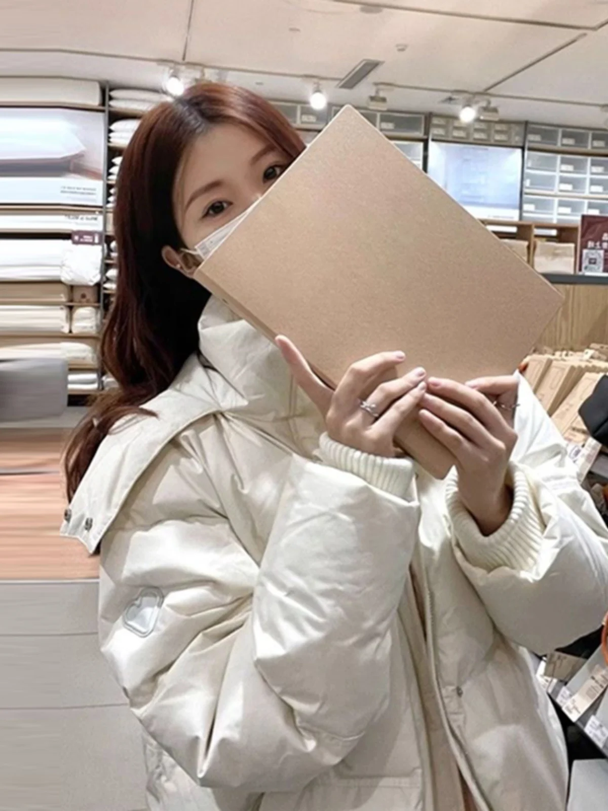 Blanco corazón aped ort Thiened down Jaet mujer invierno nuevo diseño tamaño pequeño abrigo coreano Sle corte recto viaje viento