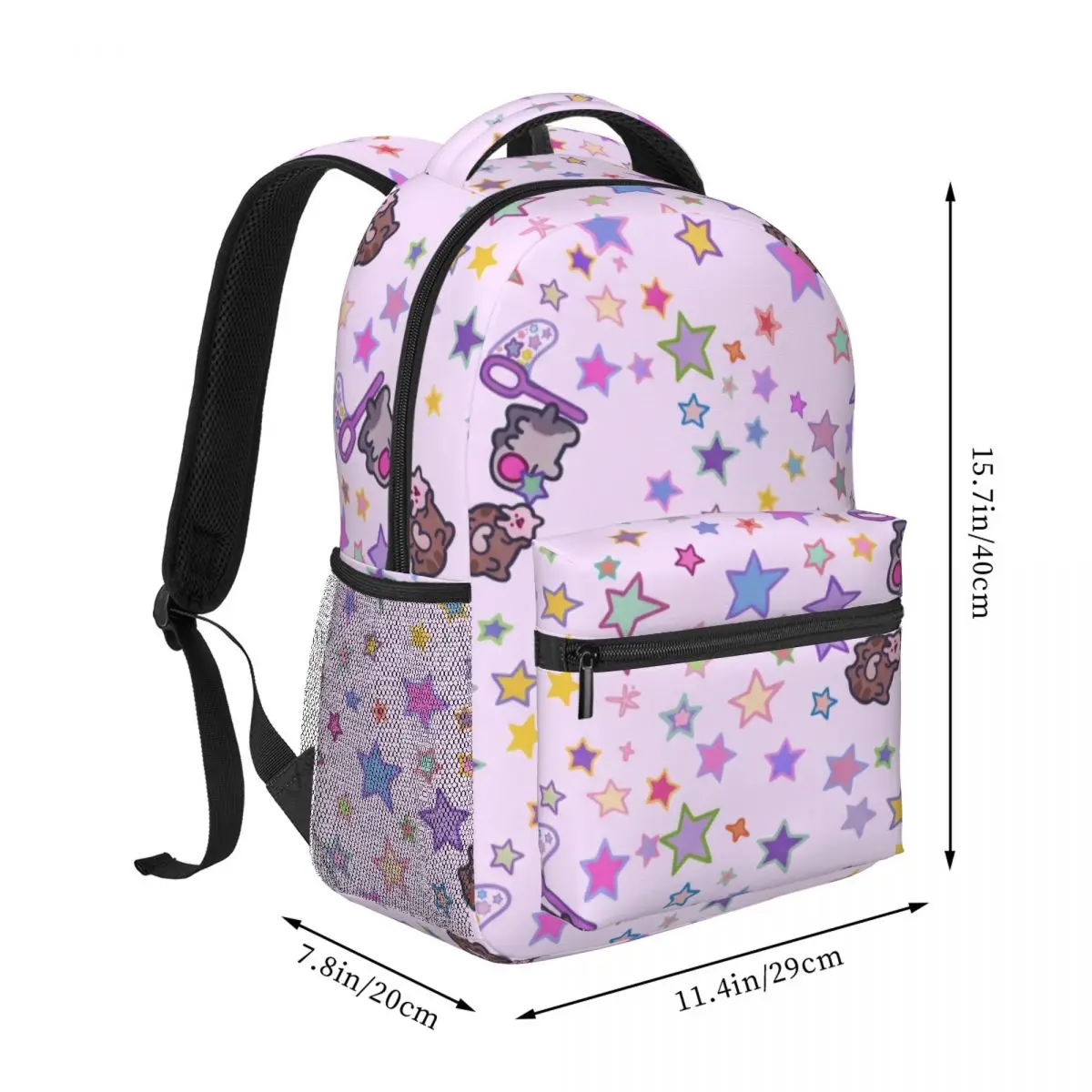 Outdoor Lightweight Backpack Allover Starry Pattern Whimsical Illustration Multi Color Vibrant Printed Rucksack for Hiking Kids