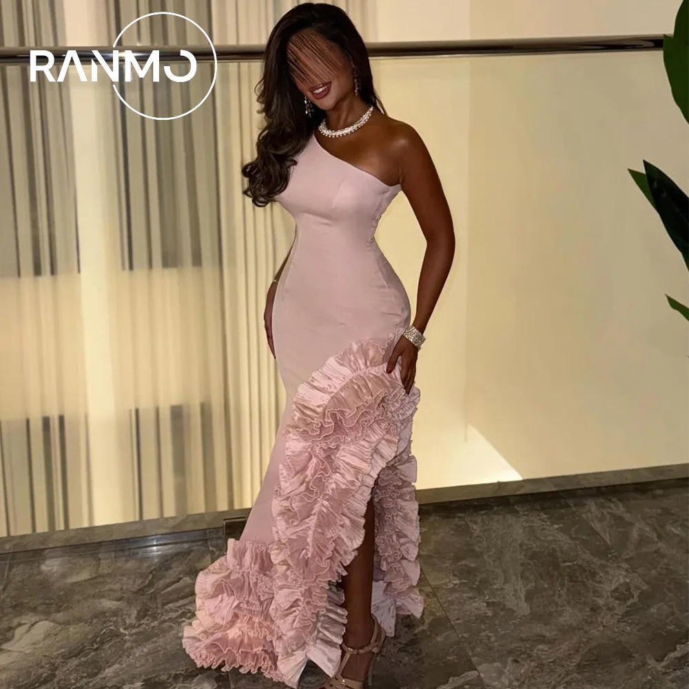 Suknie wieczorowe Ranmo szyte na miarę na specjalne okazje, sukienki wieczorowe damskie z kwiatami 3D, suknia balowa z rozcięciem i trenem typu rybi ogon na studniówkę.