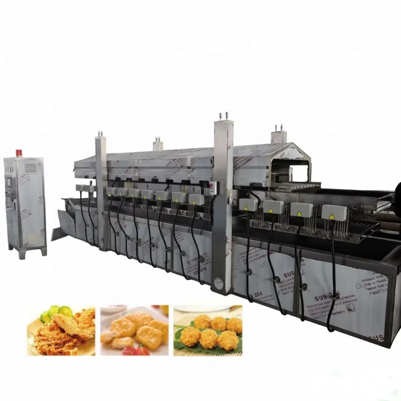 Fish Shrimp Prawn Coating Frying Production Line for Sardine Cod Fish Ball Battering Fryer Food Factory Custom