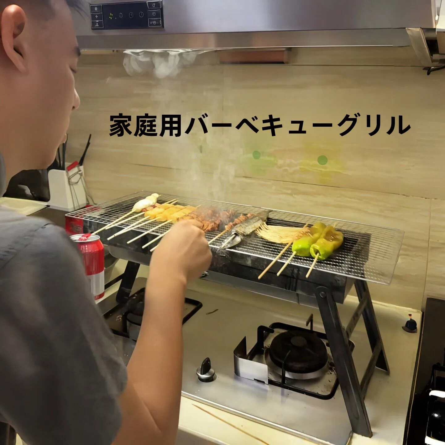 ポータブル屋内キャンプ用小型バーベキューグリル-ステンレス製炭火燃料-折りたたみ式層グリルネット-2～5人用-屋外使用