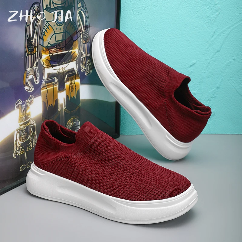 Couples Summer Large Mesh Breathable Sneaker New Knitted Socks Shoes Men Women Lightweight Comfortable Running Shoes