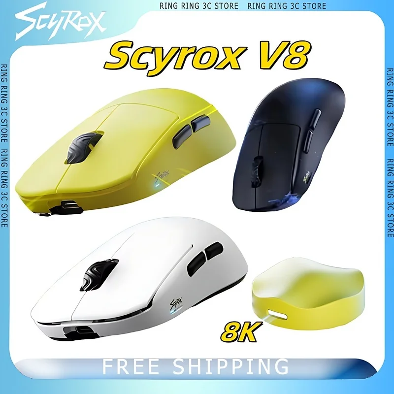 

Scyrox V8 Mouse Dual Mode Wireless Mouse 8K Gaming Mice Ultra Lightweight Nordic52840 Low Latency Esports Mouse Pc Accessories