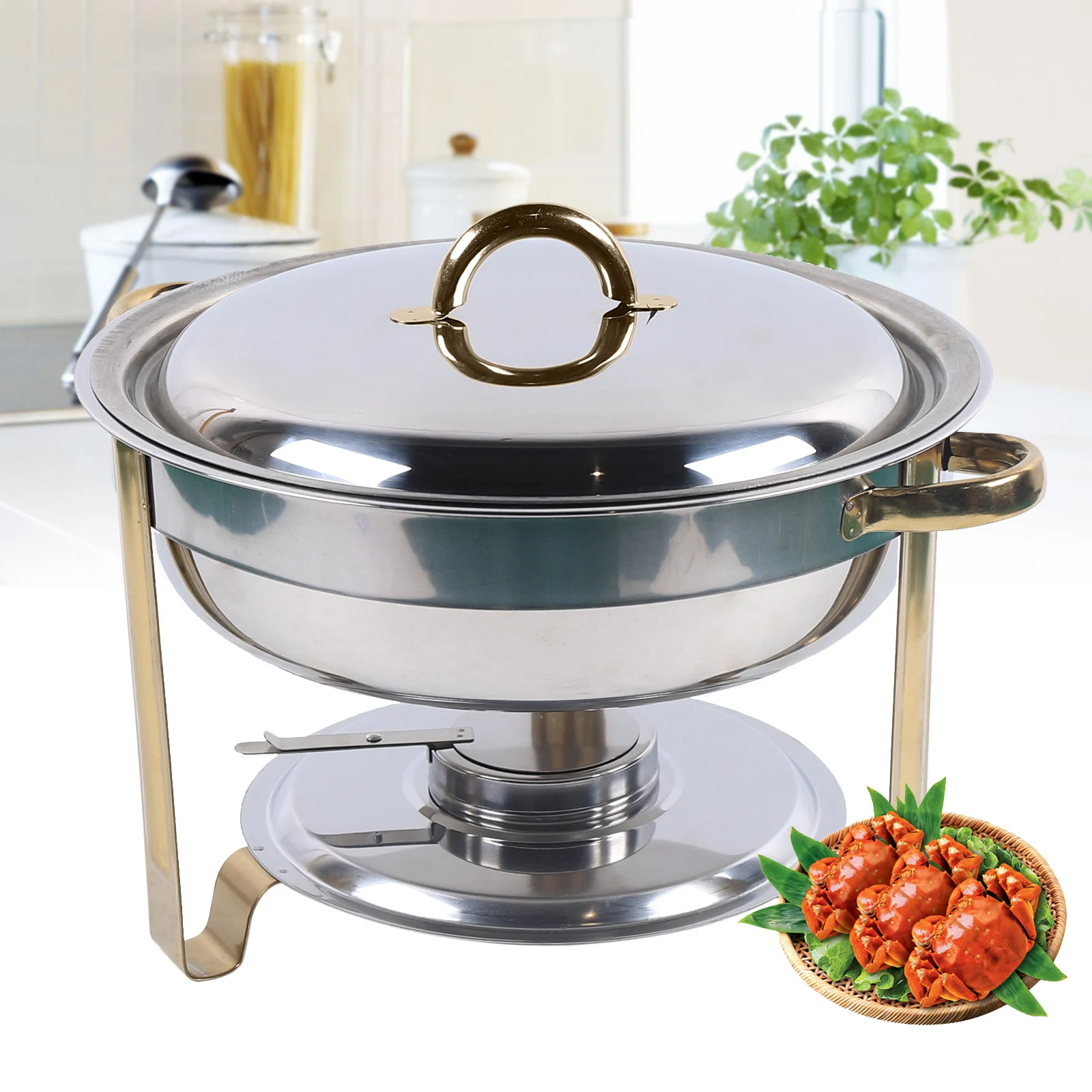 4L Stainless Steel gold Warming Container Chafing Dish Food Warmer Food Insulation