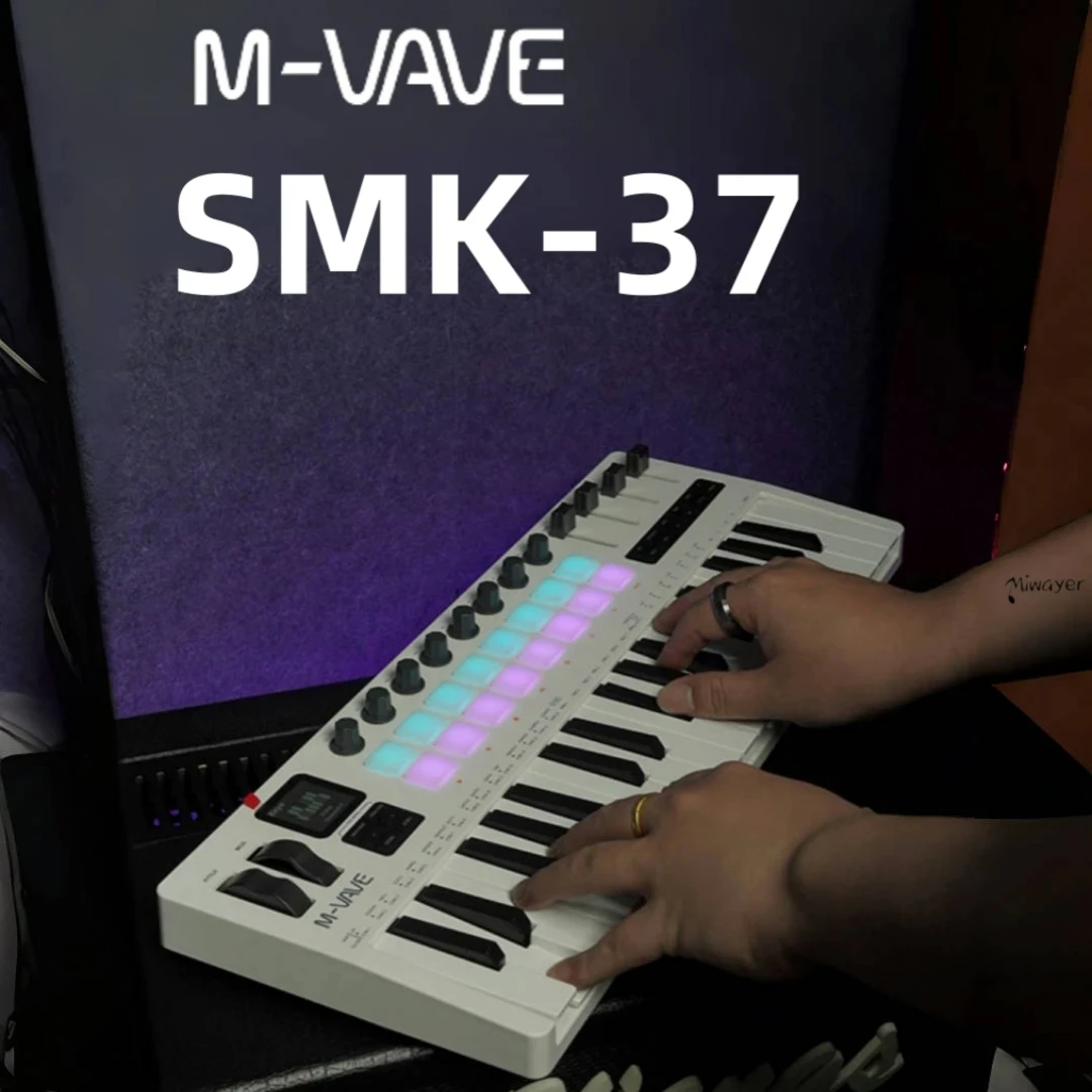 M-VAVE SMK-37 Pro 37Key MIDI تحكم لوحة المفاتيح المدمج في المركب 16 منصات RGB بلوتوث اللاسلكية لاستوديو إنتاج الموسيقى