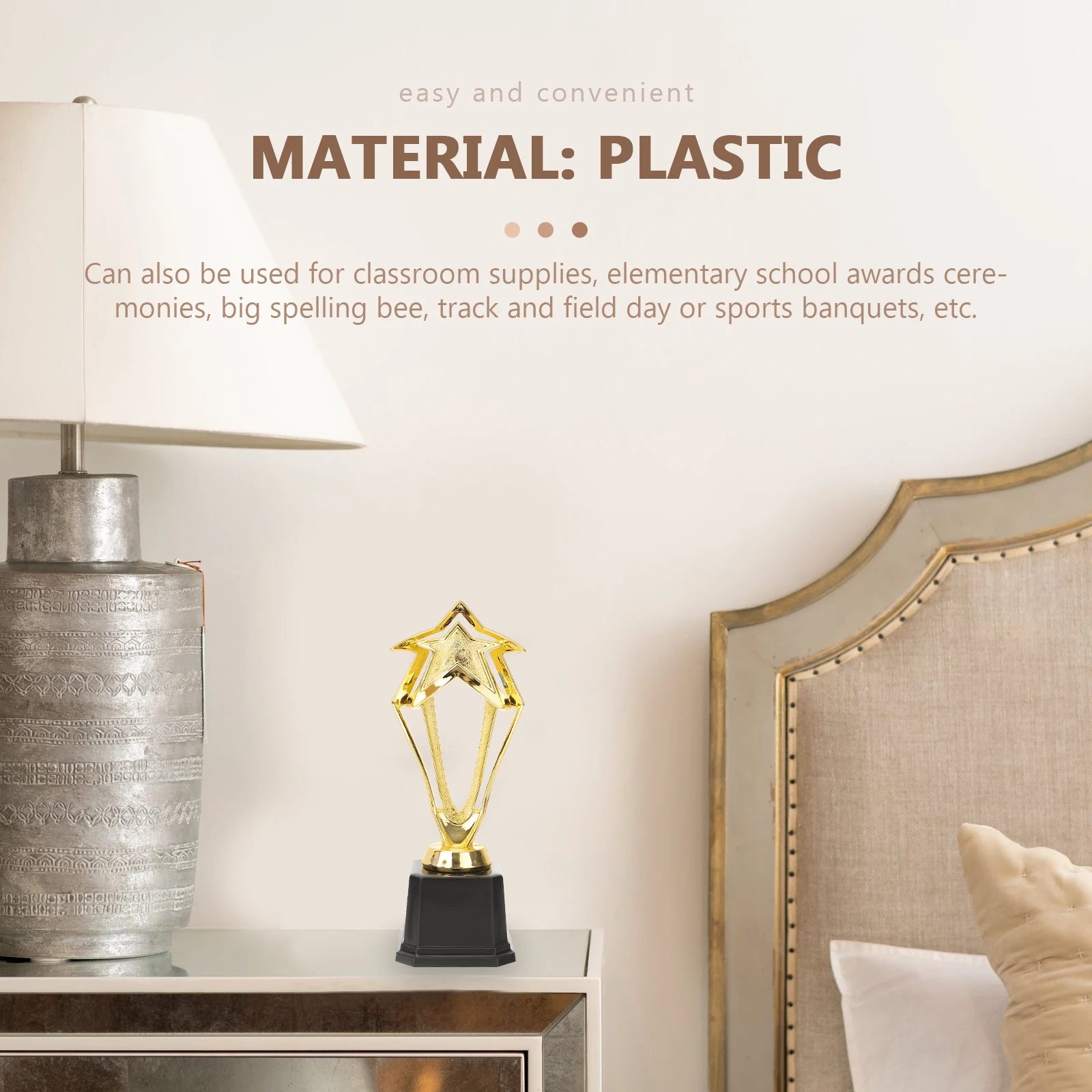 

Golden 27.5cm Hollow out Star Design Award Trophy Plastic Reward Prizes Decor Competition Gift Awards Trophy with Base for Cerem