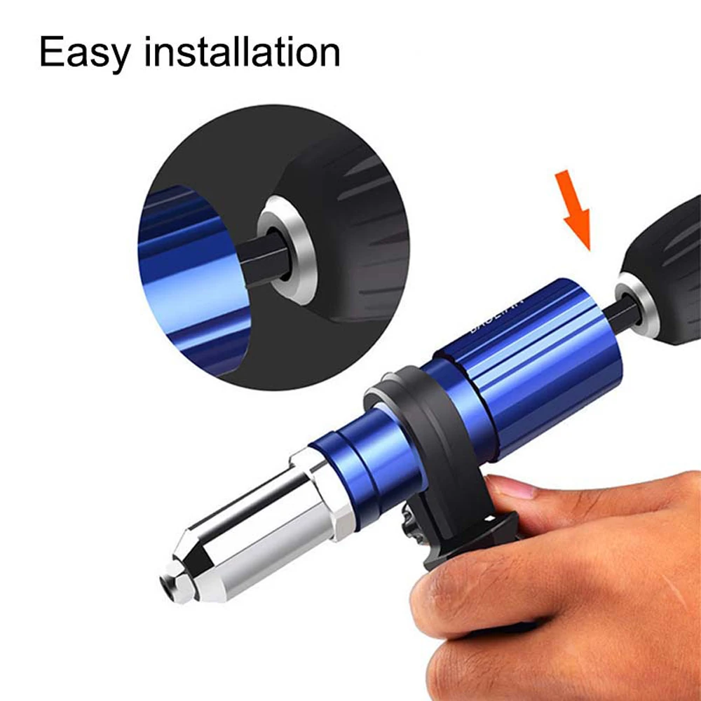 2.4-4.8mm Electric Rivet Gun Adapter Portable Rivet Nut Gun Drill Adapter Plug-in Riveting Tool Wireless Rivet Nail Bit Tools