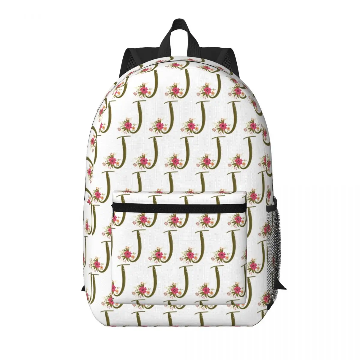 

Bouquet Floral Initial - J Student Backpack School Bag Hiking Travel Daypack for Boys Girls Bookbag Shoulder Bags