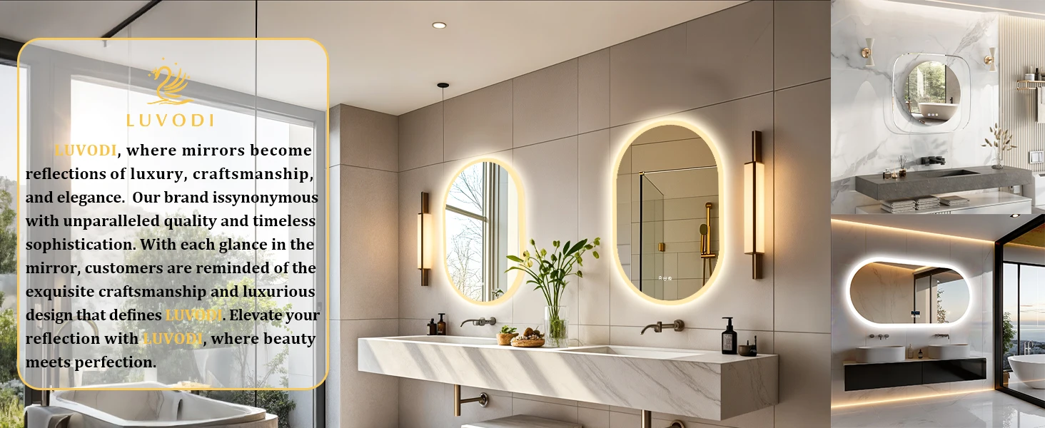 LUVODI Backlit Lighted Bathroom Mirror LED Bedroom Vanity Mirror Salon Mirror with Touch Sensor Dimming Defog IP44