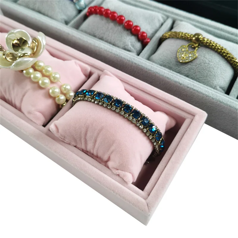 4 Grids Pillow Tray Jewelry Display Props Watch Bracelet Bangle Display Velvet Jewelry Pillow Holder Showcase Ornaments Storage
