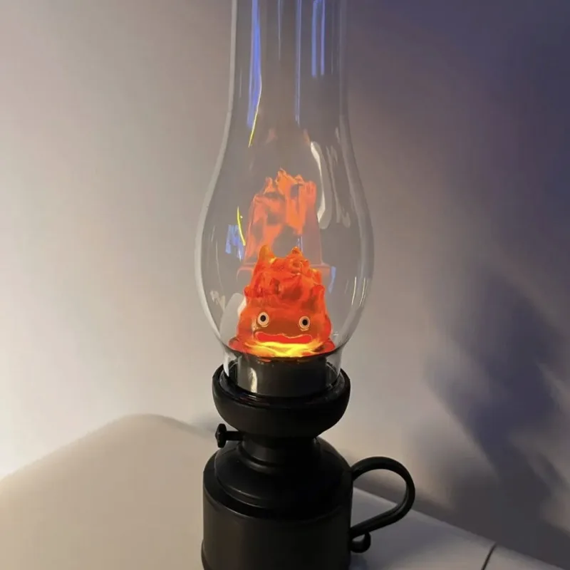 Casifer Vintage Night Light Cartoon Anime Flameless Decorative Lamp Kerosene Candle Light with Button Table Lamp for Bedroom