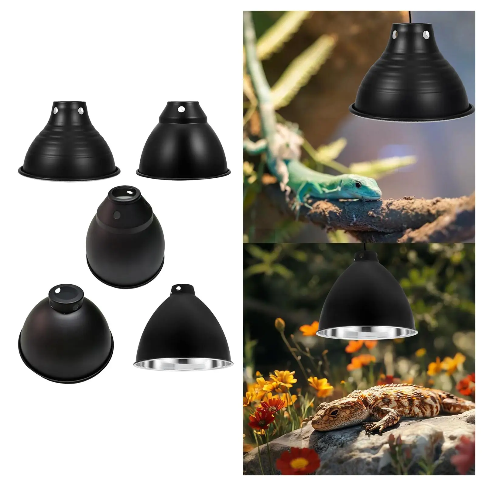 Reptile Dome Lamp Cover Aluminum Easy Installation Light Shade for Lizard Chameleon Bearded Dragon Reptile Terrarium Snake