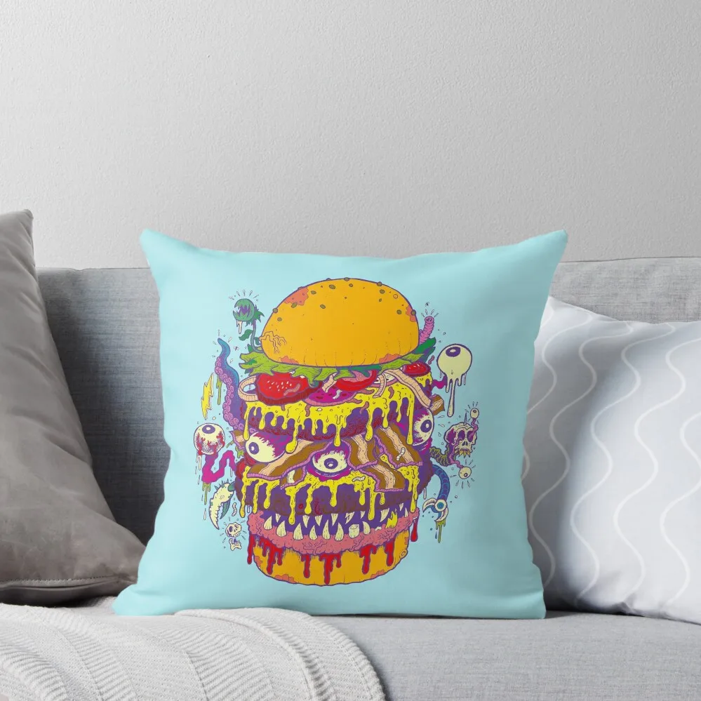 

Monster Burger Throw Pillow Decorative Cover For Living Room New year bed pillows Christmas Pillows pillow