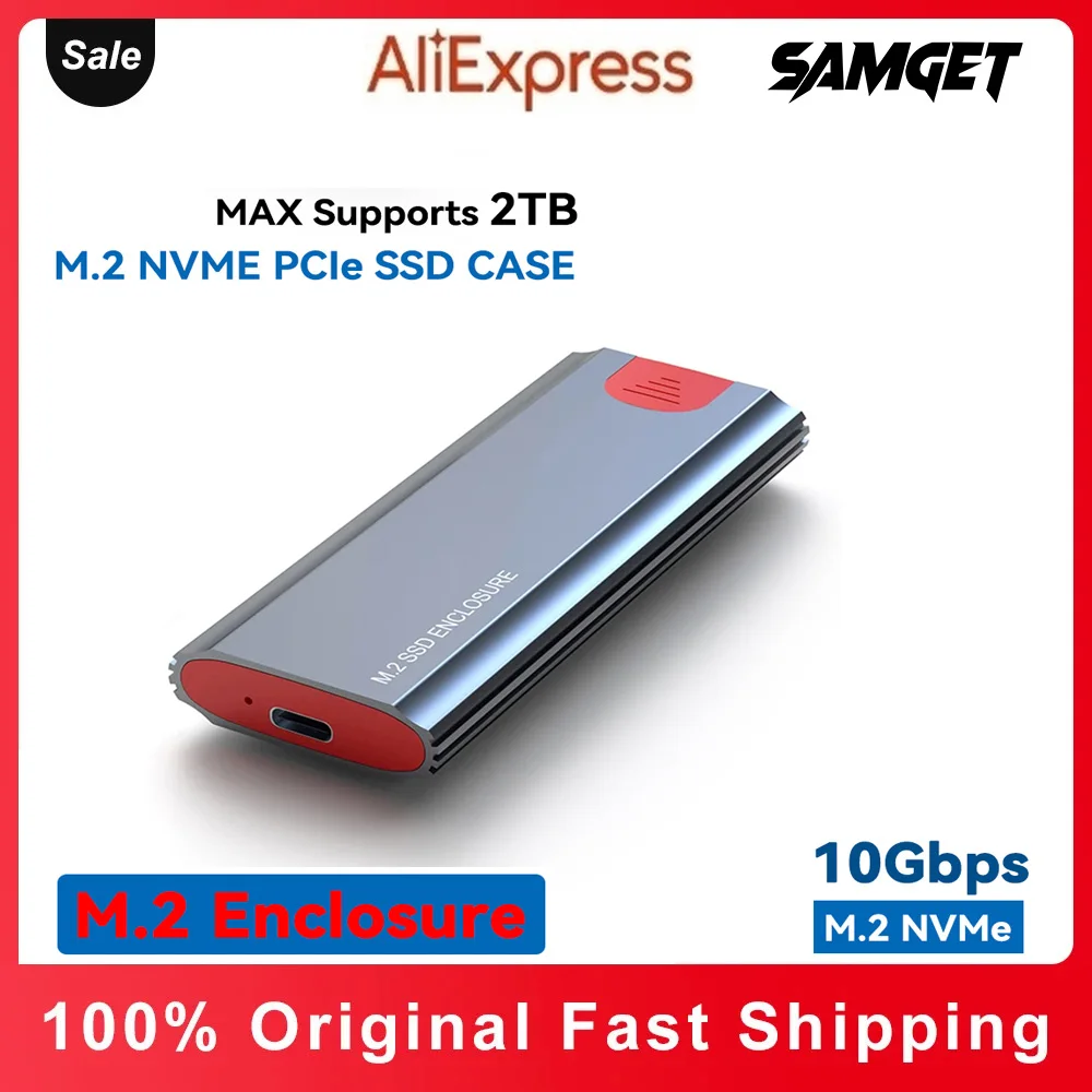 

Корпус Samget M2 SSD Адаптер корпуса M.2 NVMe SSD 10 Гбит/с USB3.2 Gen2 Внешний корпус USB C поддерживает M, B и B&M клавиши