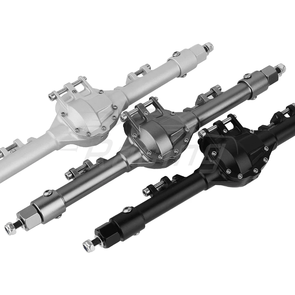 Front and Rear Axle Shafts Rock Crawler Integrated Aluminum Axle with Servo Steering Rod for 1/10 RC Axial SCX10 II