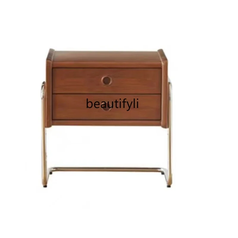 

S Mid-Ancient Solid Wood Retro Bedroom Storage Organizer Storage Cabinet Simple Modern Small Apartment Bedside Cabinet