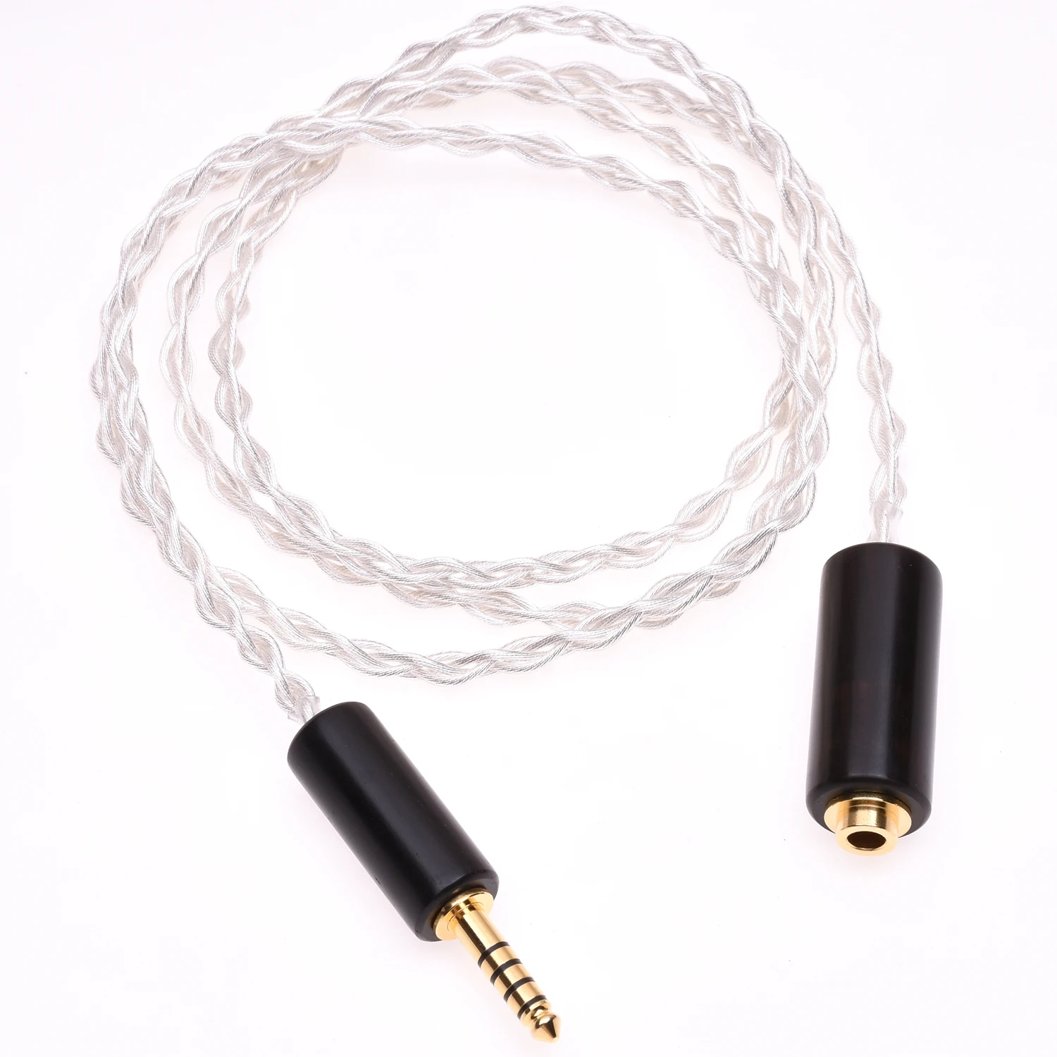 Wooden 4.4mm Male to 4.4mm Female Balanced Headphone extension Cable 4 Cores 6N OCC Crystal Silver Plated gold Plated Cable