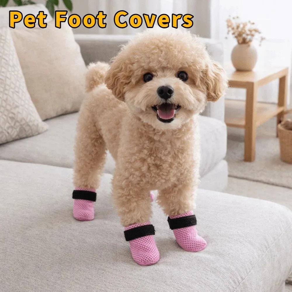 

Breathable Pet Foot Covers Anti-Slip Anti-Dirty Pet Claw Cover Silent Adjustable Cat Breathable Shoes for Cats and Dogs