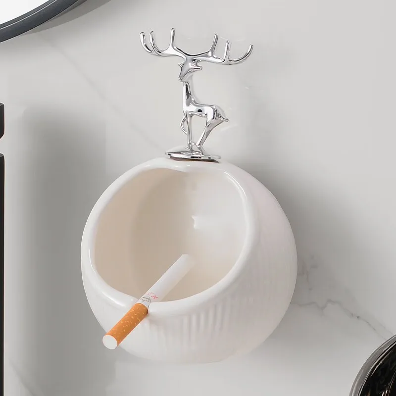 Punch free wall mounted ashtray, light luxury household toilet, fashionable decoration, living room, anti fly ash ashtray