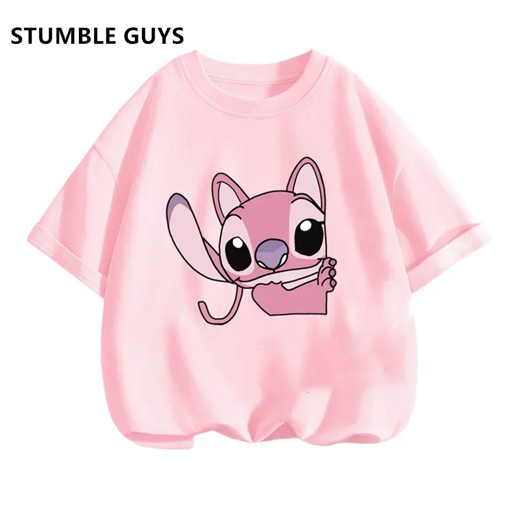 

2024 New Stitch Tshirt Anime Summer Multiple Fashion Cotton Children's T-shirts Round Neck Casual Short Sleeve Print Trucksuit