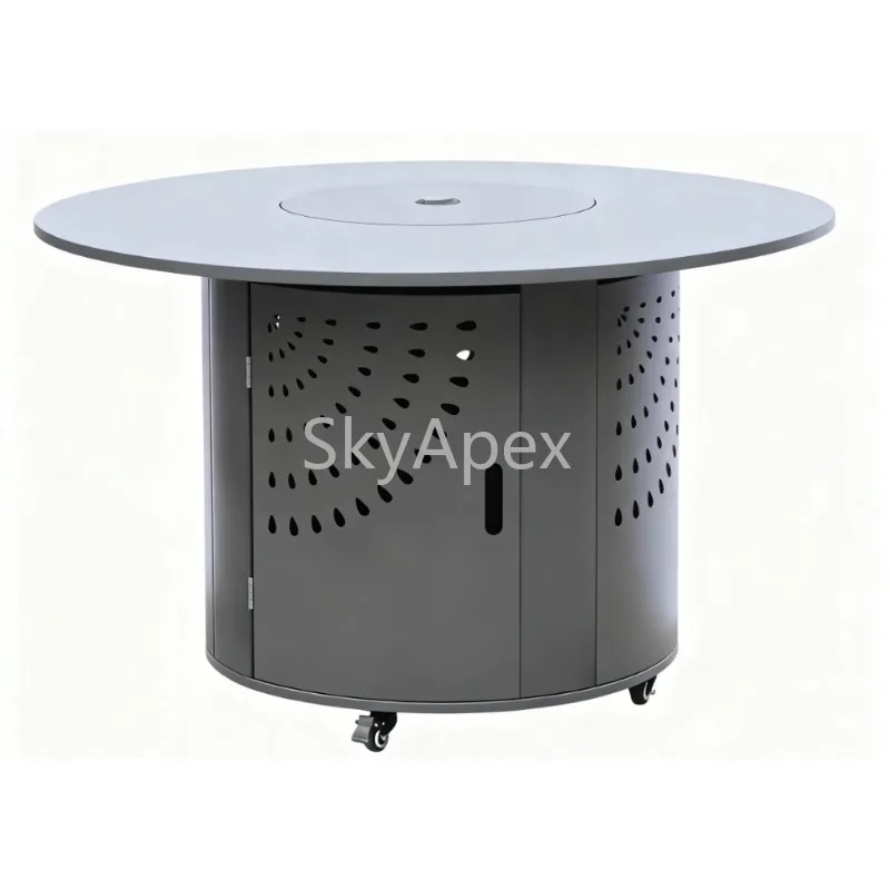 

Luxurious Steel Multi Functional Outdoor BBQ Table Auto Ignition Charcoal Electric Heat Control AntiScald Handle Patio Cooking