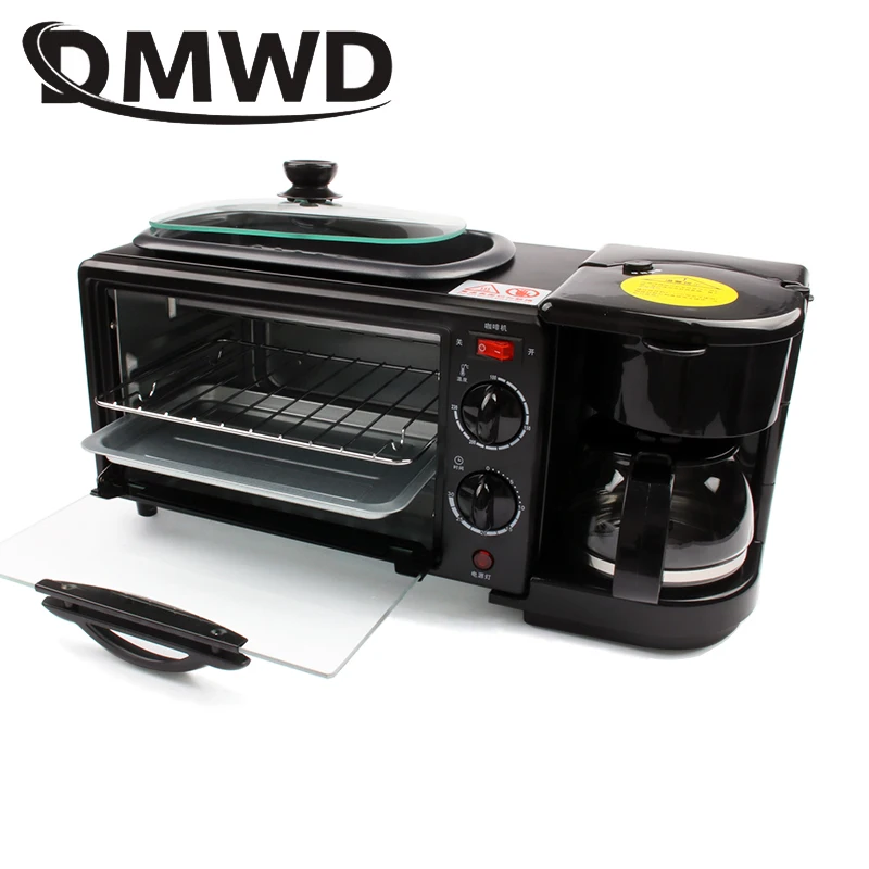 110V/220V 3-in-1 Breakfast Machine Drip American Coffee Maker Cooker Teppanyaki Bread Pizza Oven Egg Omelette Frying Pan Toaster