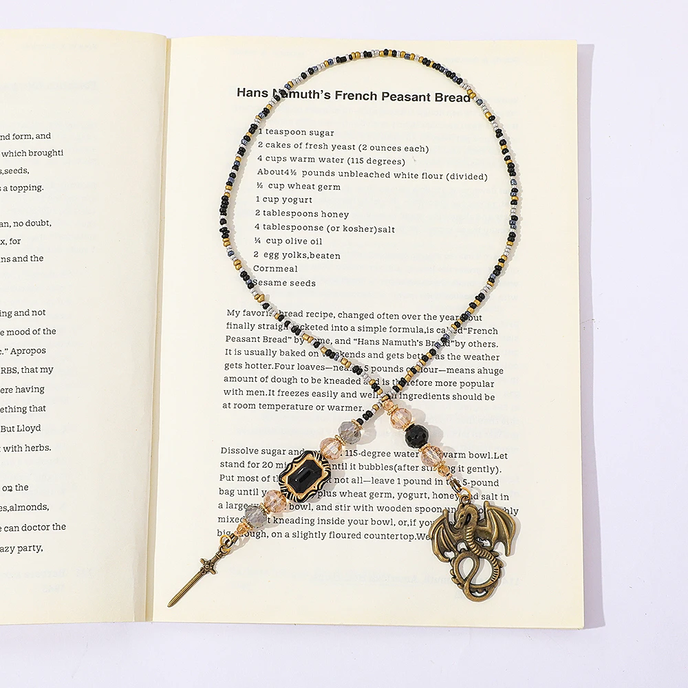 Crystal Bead Bookmark: Black Cat, Acotar, Moon Star, Moon Dragon Sword Reader's Book Accessories Birthday Gift for a Friend