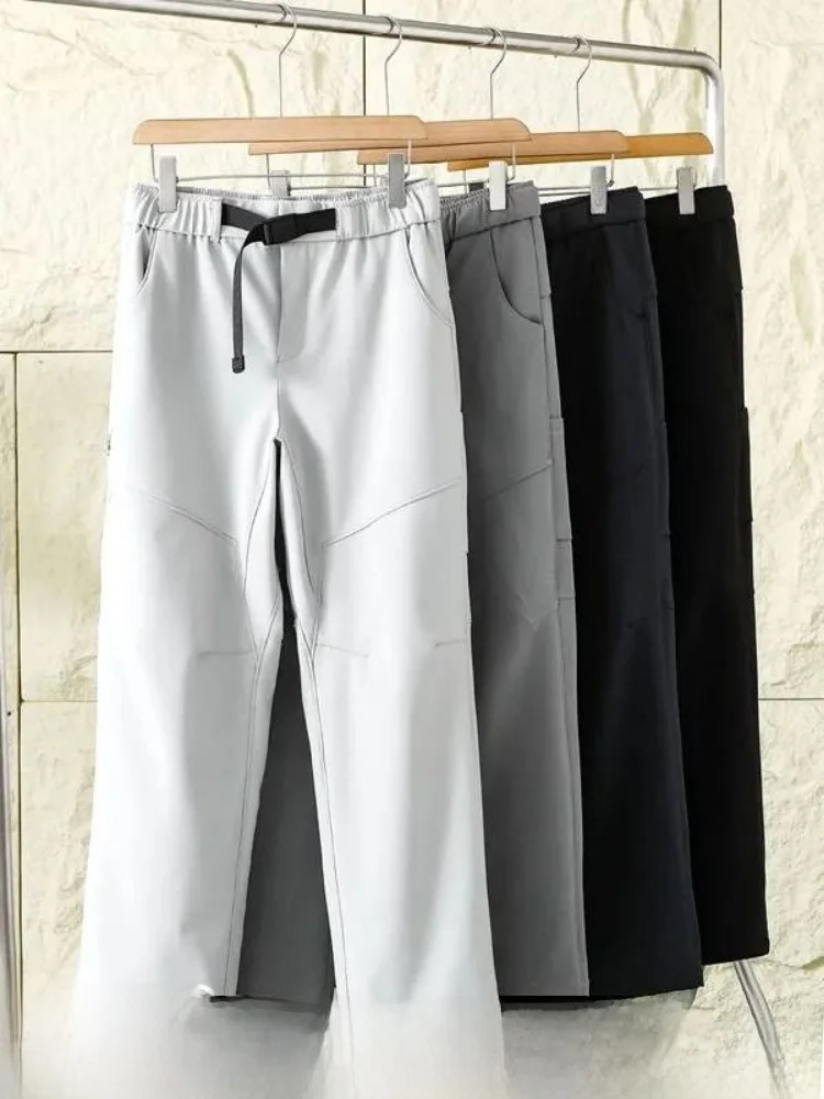 

Outdoor Men's Casual Pants Soft 3D Cutting Waterproof New Spring Fashionable Straight Leg Elastic Waist Leisure Trousers