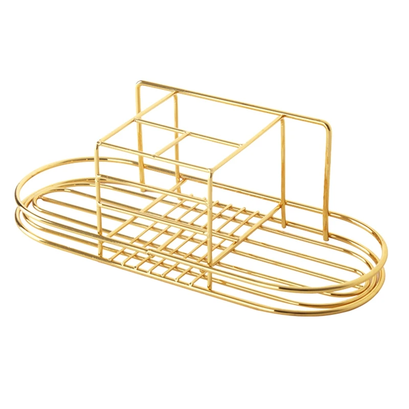 1 PCS Gold Wall Mounted Bathroom Razors Storage Rack Cosmetics Space Saving Iron Stand Ventilated