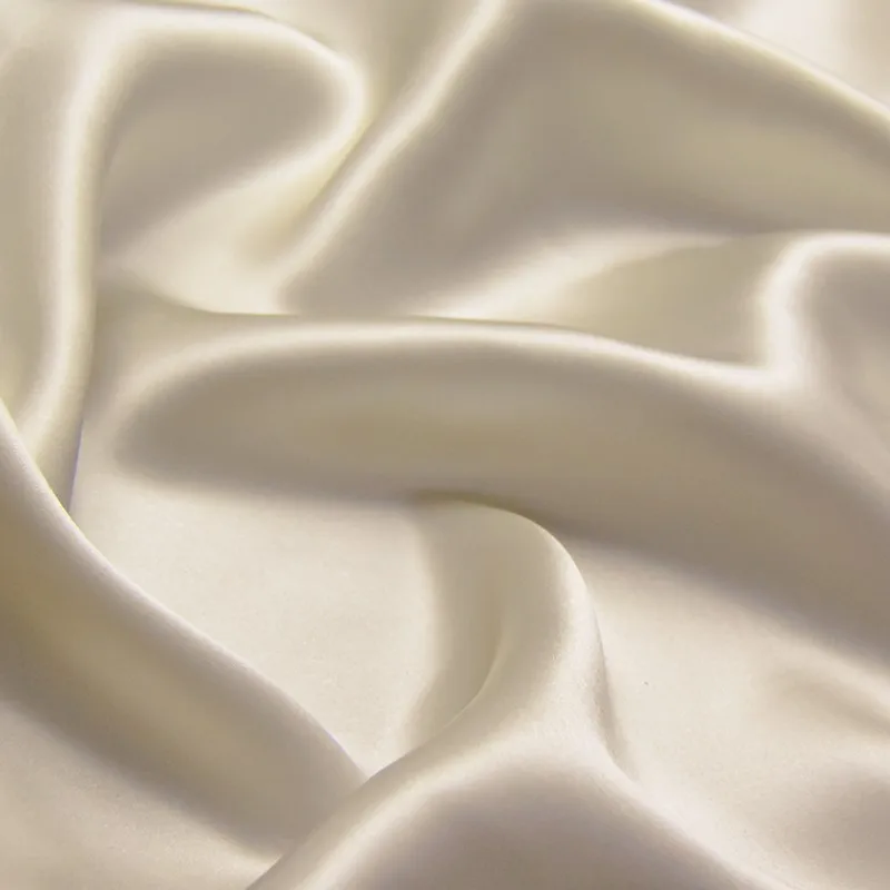 16 Momme Solid Color High-End Pure Silk Satin White Fabric for Pajamas Garments Mulberry Silk Lining Fabric