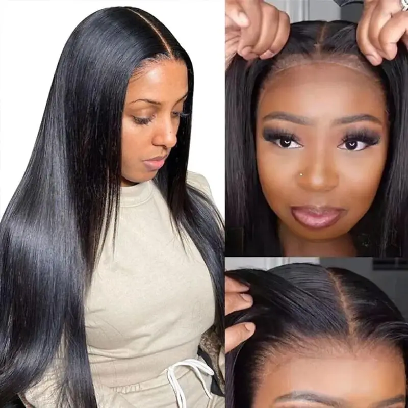 Straight 13x4 HD Transparent Lace Front Wig 28 30 32 Inch 13x6 Lace Frontal Wigs Human Hair 250 Density Brazilian Natural Black