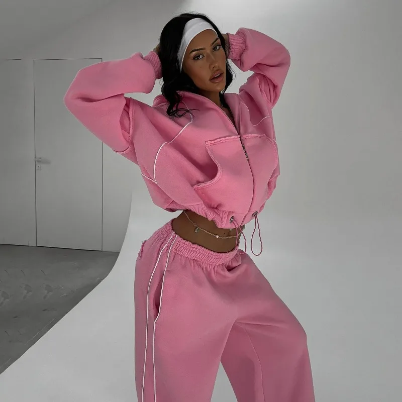 

Open-line Sports Sweater Early Autumn Women's Clothing Set High-end Lazy Style Casual Loose Women's Clothing Wear Complete Sets