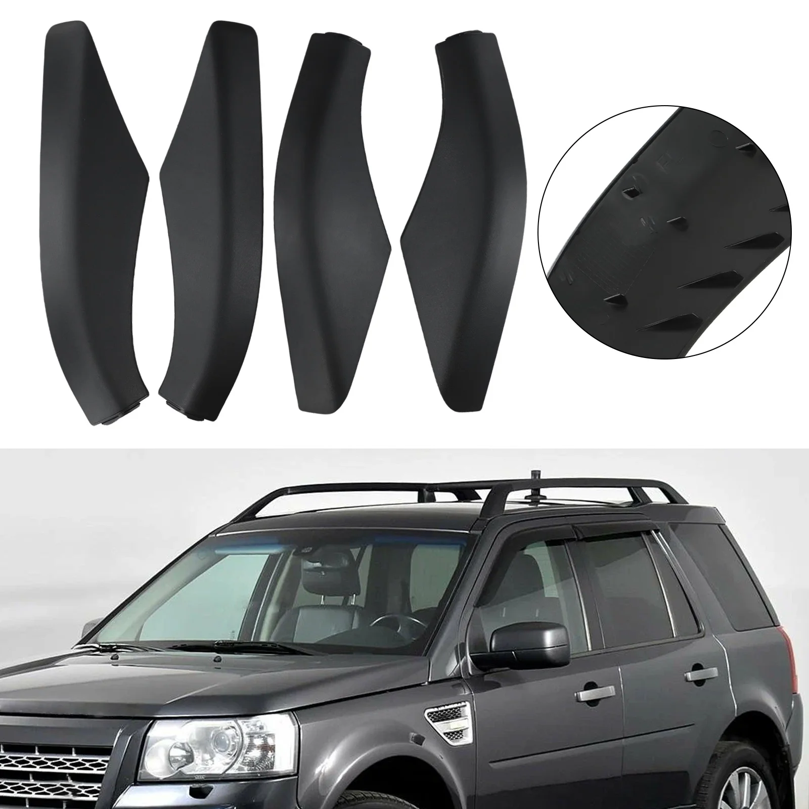 4X Roof Rack Cover Rail End Shell Cap For Land Rover For Freelander 2 2006-2014 Quick Installation Direct Replacement