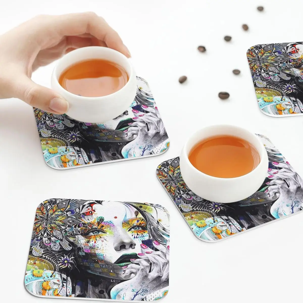 

Banksy Urban Princess Graffiti Oil Painting Coasters Leather Placemats Insulation Coffee Mats For Home Kitchen Dining Pads