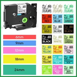 Fita 231 TZ compatível para Brother Label, 6mm, 9mm, 12mm, 631, 221, 241, 251, Ptouch Label Maker, PTH110 PT, 1Pc