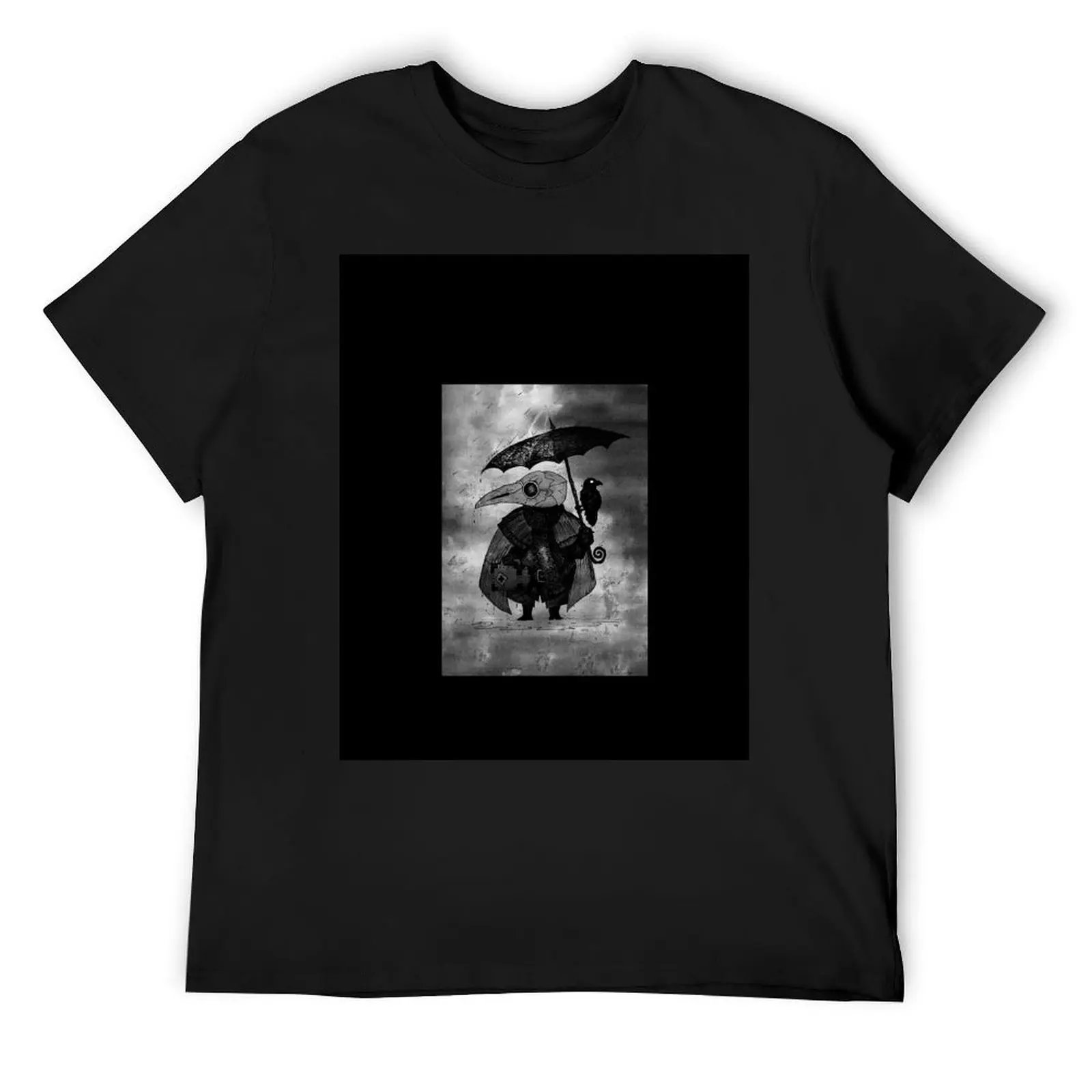 

Plague Doctor & Crow in the Rain T-Shirt luxury designer customs blue archive heavyweights shirts men