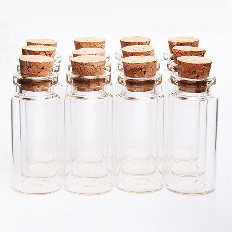 40 Pcs Vials Bottles Mini Glass Bottle With Cork Stopper Wish Bottles, For Weddings, Creations And Decorations(10Ml )