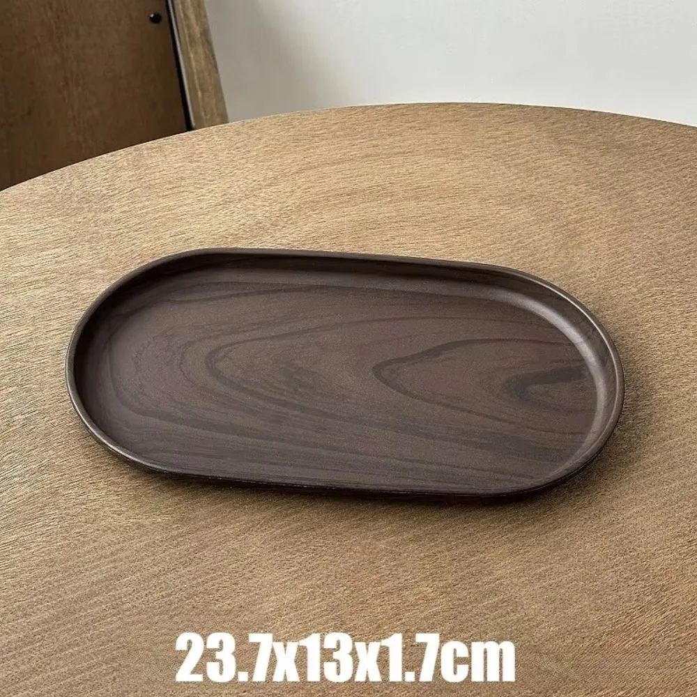 Vintage Plastic Oval Tray Smooth Surface Table Deocr Fruit Platter Walnut Wood Grain Afternoon Tea Dessert Plate Home