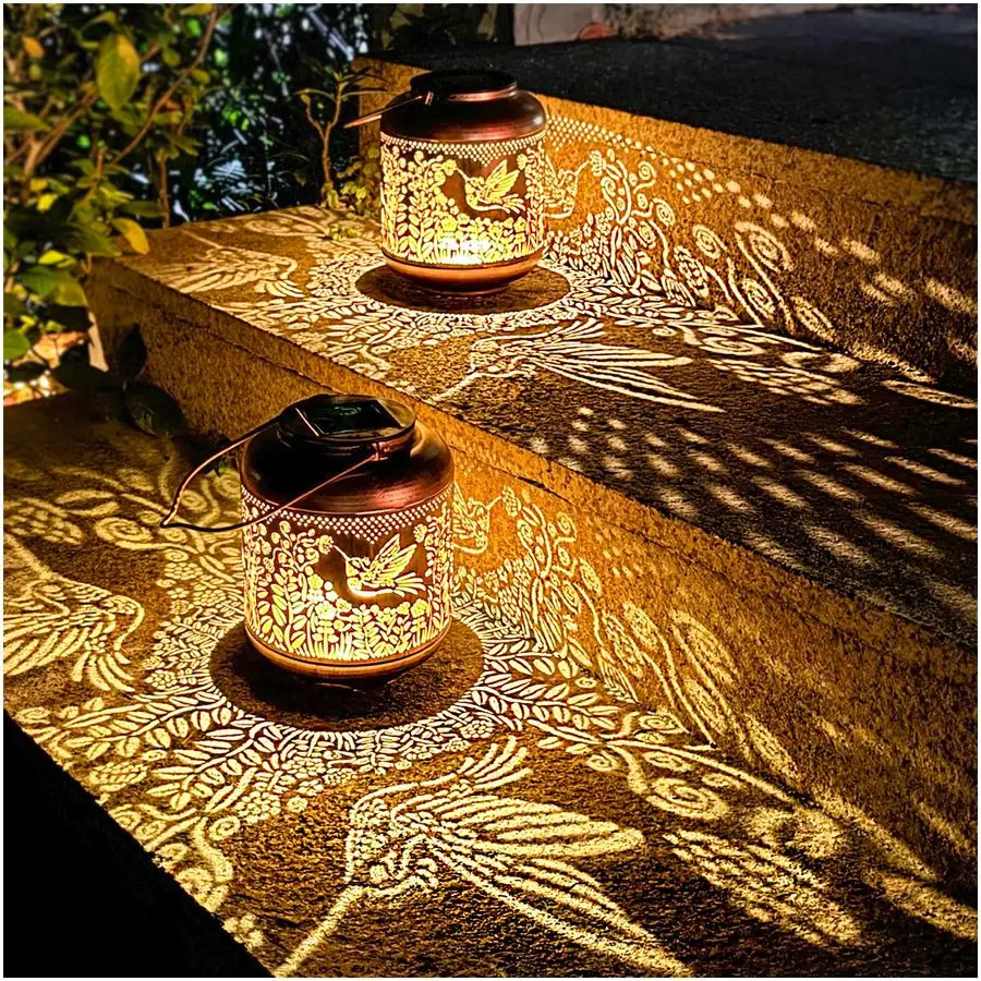 

Pack Hummingbird Outdoor Solar Hanging Lanterns Waterproof LED Solar Lights Metal Decorative Lanterns for Garden, Patio, Courtya