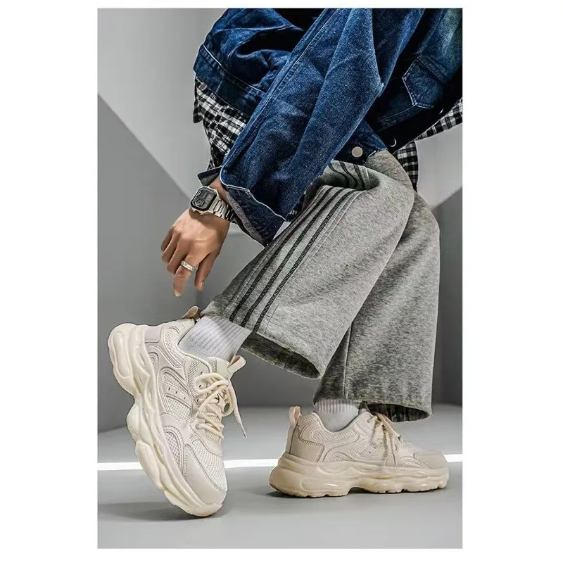 

Men's Mesh Dad Sneakers 2026 New Soft Cushion Sole Hong Kong Style Trendy All Mat Student Casual Running Streetwear Footwear