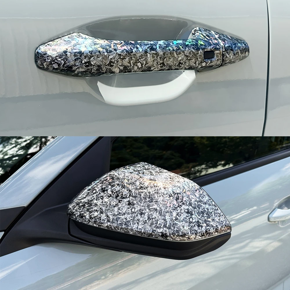 

Для Kia K4 2025 2026 новый стиль внешний кованый карбоновый глянцевый чехол для зеркала заднего вида 2 шт. + 4 шт. декоративная крышка дверной ручки