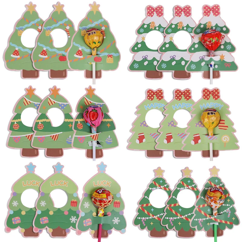 30 stücke Weihnachten Baum Lutscher Karten Multi Typ Baum Süßigkeiten Halter Für Navidad Party Süßigkeiten Verpackungen Liefert Kinder DIY Geschenke