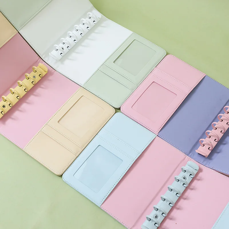Copertina raccoglitore quadrata in pelle PU Macaron A5 A6, raccoglitore ad anelli ricaricabile a 6 anelli, sigillatura con fibbia magnetica, libro di carte stellari per notebook 2 in 1